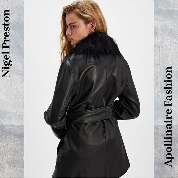 FREE PEOPLE BY NIGEL PRESTON NOVA BLACK LEATHER JACKET LARGE NWT - Picture 3 of 9